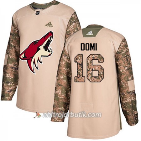 Män Ishockey Arizona Coyotes Tröja Max Domi 16 Adidas 2017-2018 Camo Veterans Day Practice Authentic